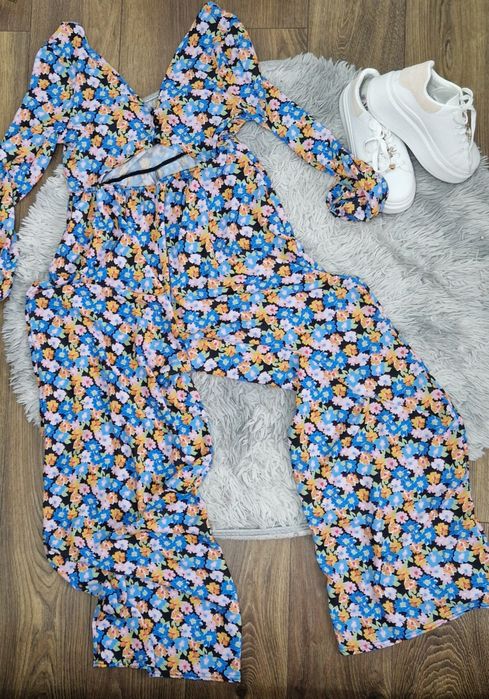 Boski kombinezon w kwiaty, szerokie nogawki - Asos 40/42