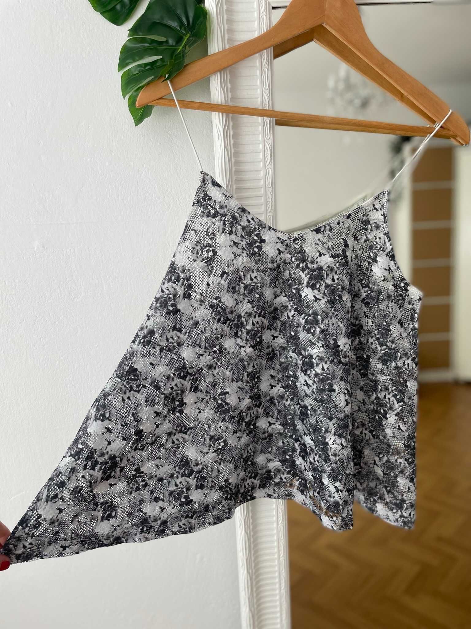 Asos top szary biały koronkowy na ramiączkach boho letni y2k M 38