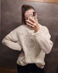 Kremowy sweter h&m, M, wełna, alpaka