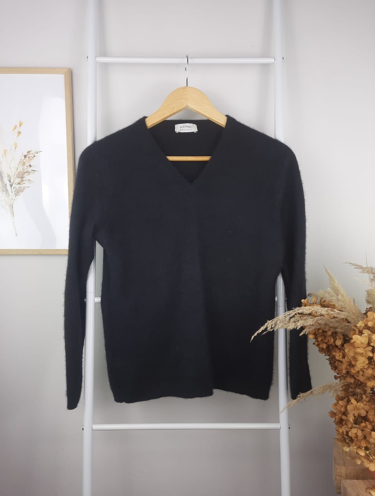 Kaszmirowy sweter klasyczny elegancki 100% kaszmir wełniana bluzka S