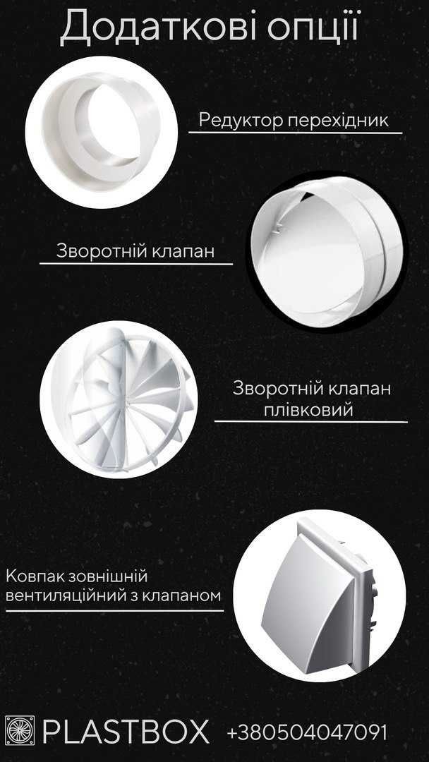 Вентилятор прихованого монтажу різні форми 100Ø, 125Ø, 150Ø