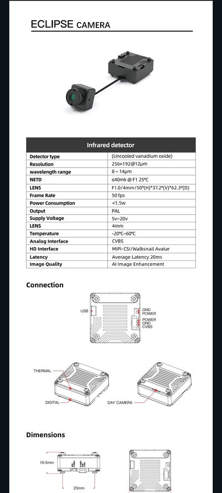 Топ 1 безфр Тепловізійна камера Кадекс фпв fpv Caddx IRC 256 384 640CA