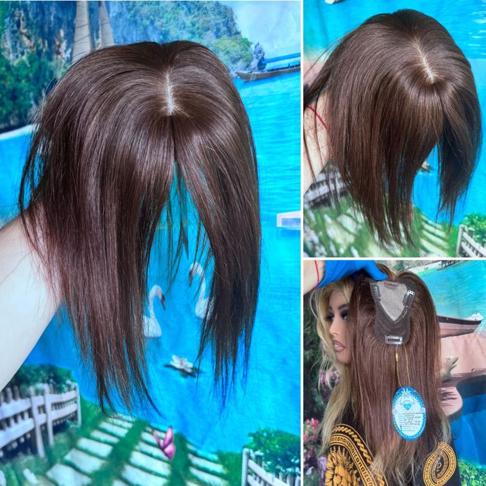 Натуральная накладка кожа на шёлке славянские детские волосы русые