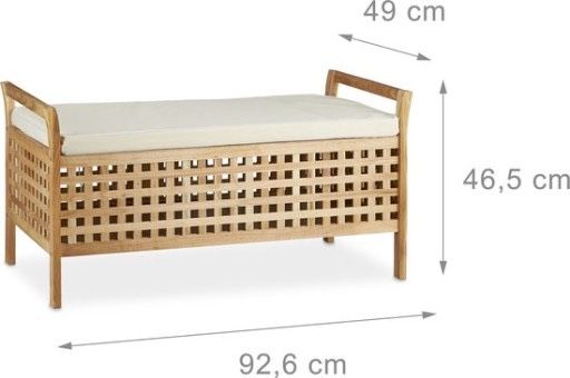 Ławka ze schowkiem Relaxdays 92 x 46 x 49 cm Puf Naturalna ławka