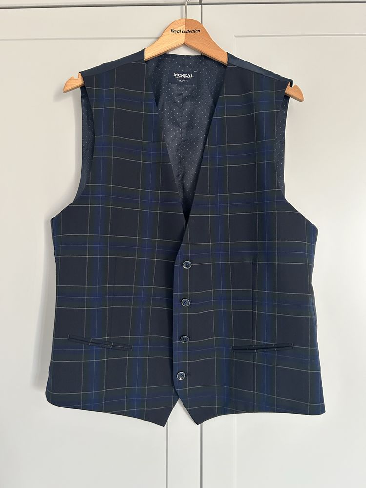 Kamizelka męska McNeal slim fit w kratę kratkę granatowa zielona