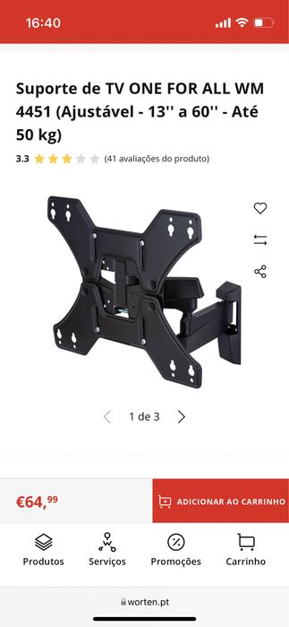 Suporte TV parede universal 13” a 60”