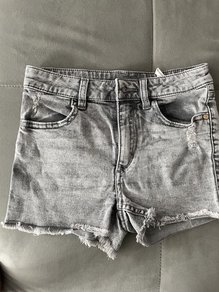 Szorty jeansowe szare 134 h&m denim dziewczece