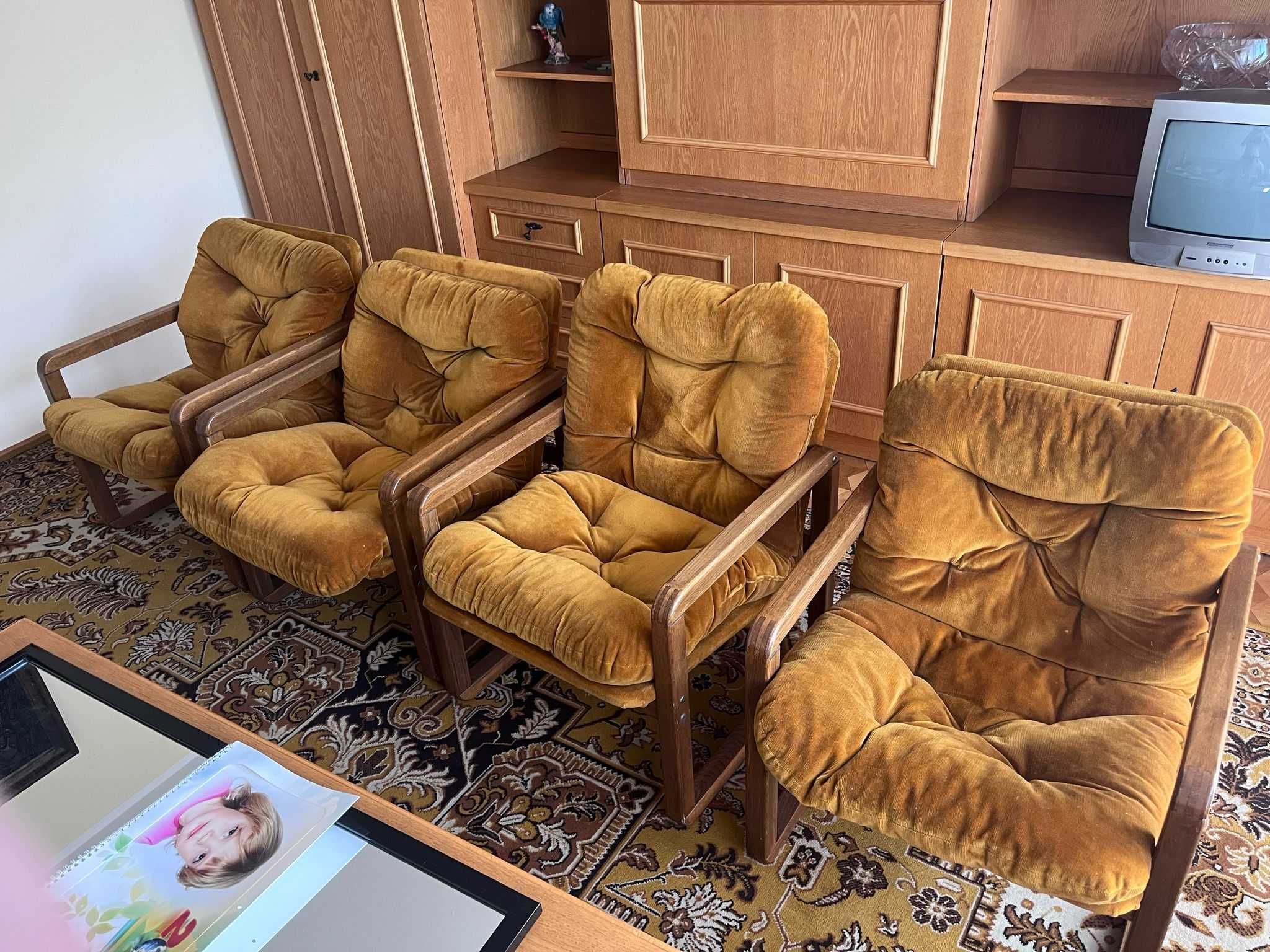 Fotele kawowe, vintage, 2 szt. komplet z poduchami