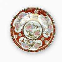 Porcelana chińska talerz ozdobny czerwony kwiaty B031227