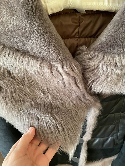 Укорочена натуральна шкіряна дублянка куртка