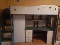 Regał młodzieżowy łużko piętrowe z biurkiem szafą i szufladami