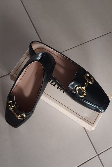 Mokasyny damskie czarne 41 rozmiar szeroka stopa