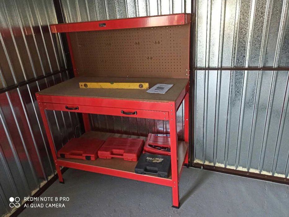 Stół Warsztatowy z Szufladą i Uchwytami na Narzędzia - Do 100 kg!