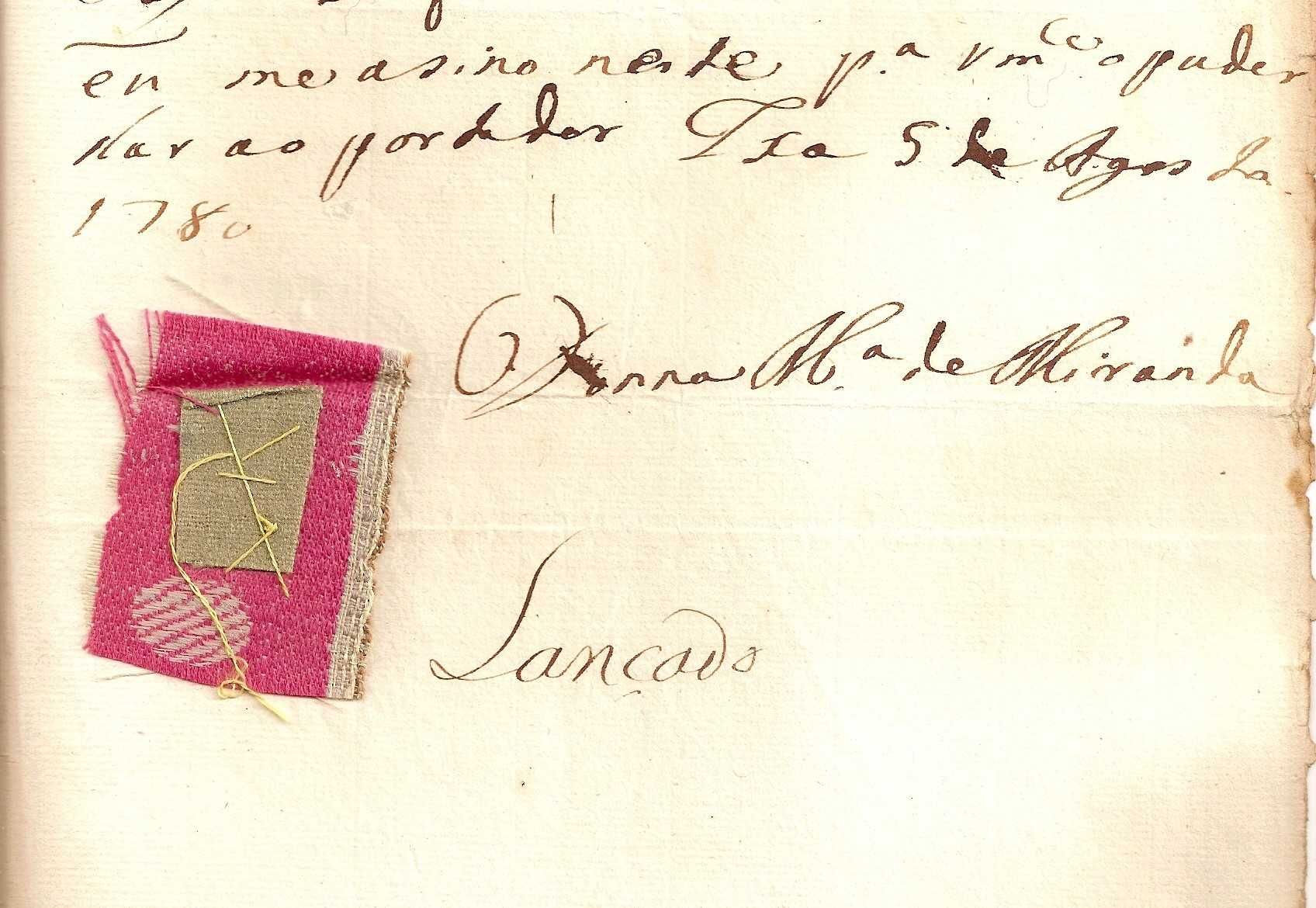 MANUSCRITO com Encomenda de TECIDOS a um Comerciante de Lisboa em 1780