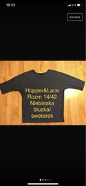 Hopper & Lace XL bluzka cienki sweterek niebieska wiskoza rękaw 3/4