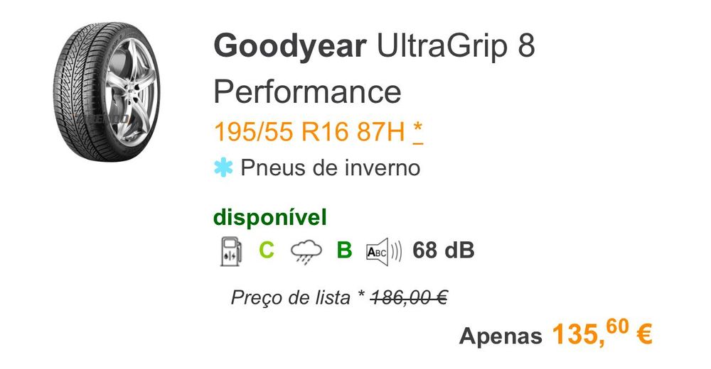 Pneus Semi-Novos 195/55 R16 Goodyear