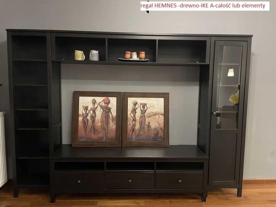 Regaly IKEA LEKSVIK- HEMNES-witryna-drewno-sekretarzyk