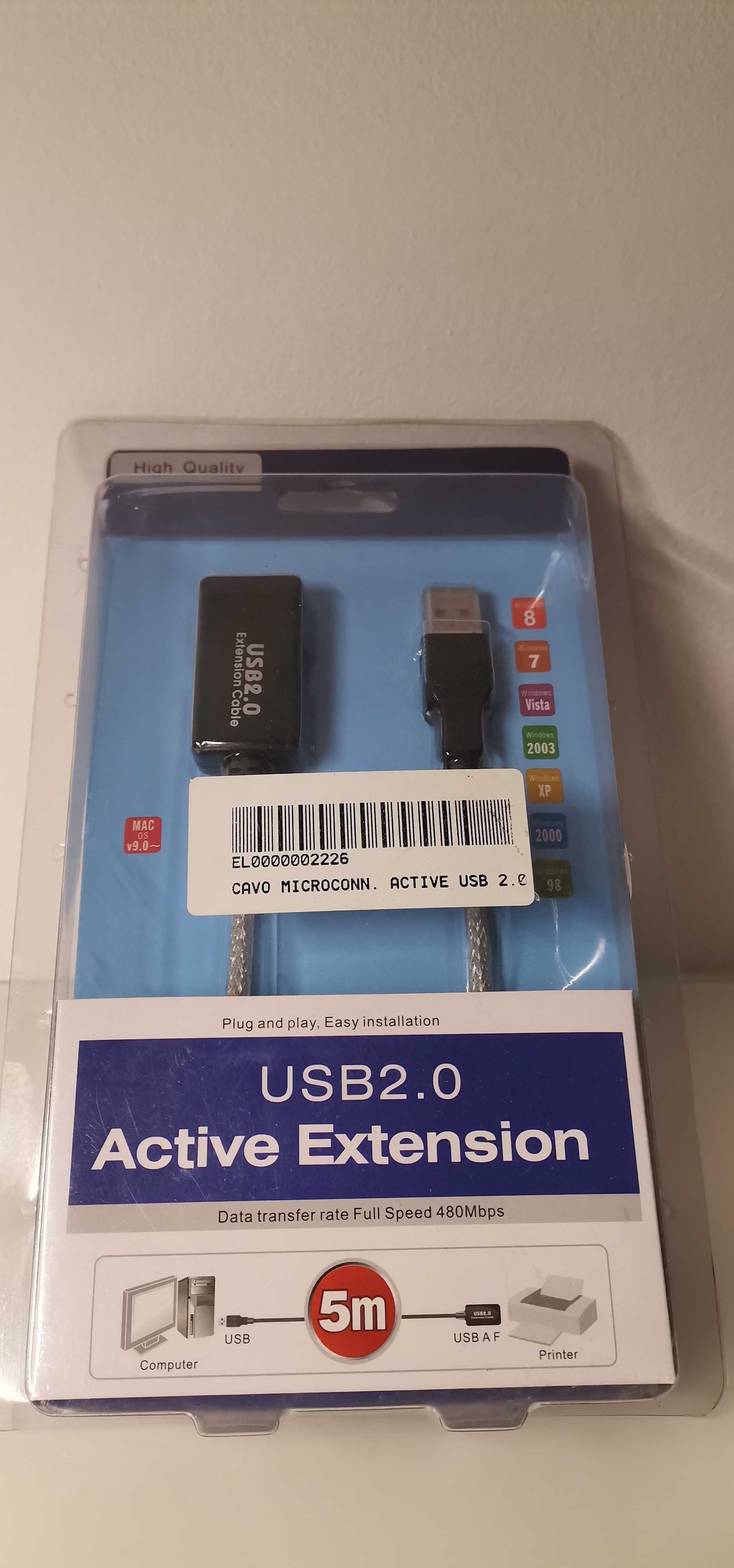 Usb 2.0 kabel aktywny M/F