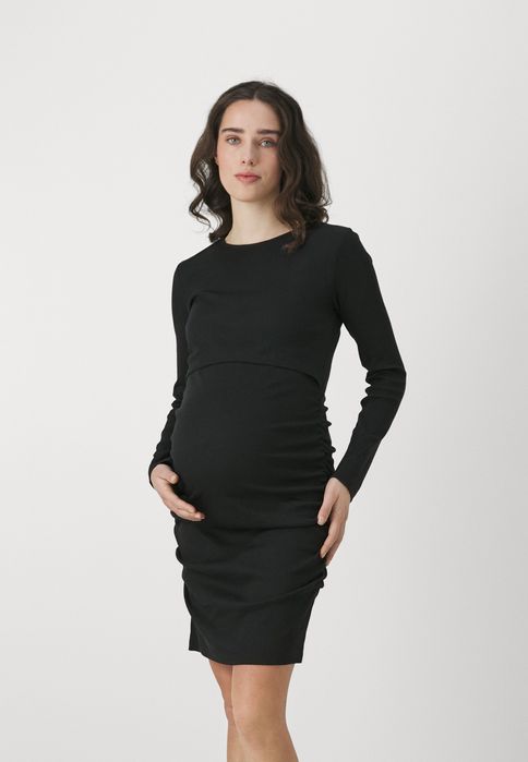 Sukienka ciążowa czarna prążkowana Mamalicious M