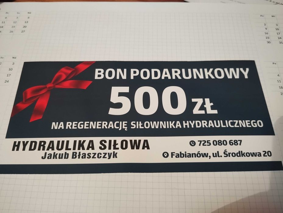 Bon podarunkowy regeneracja siłownika hydraulicznego