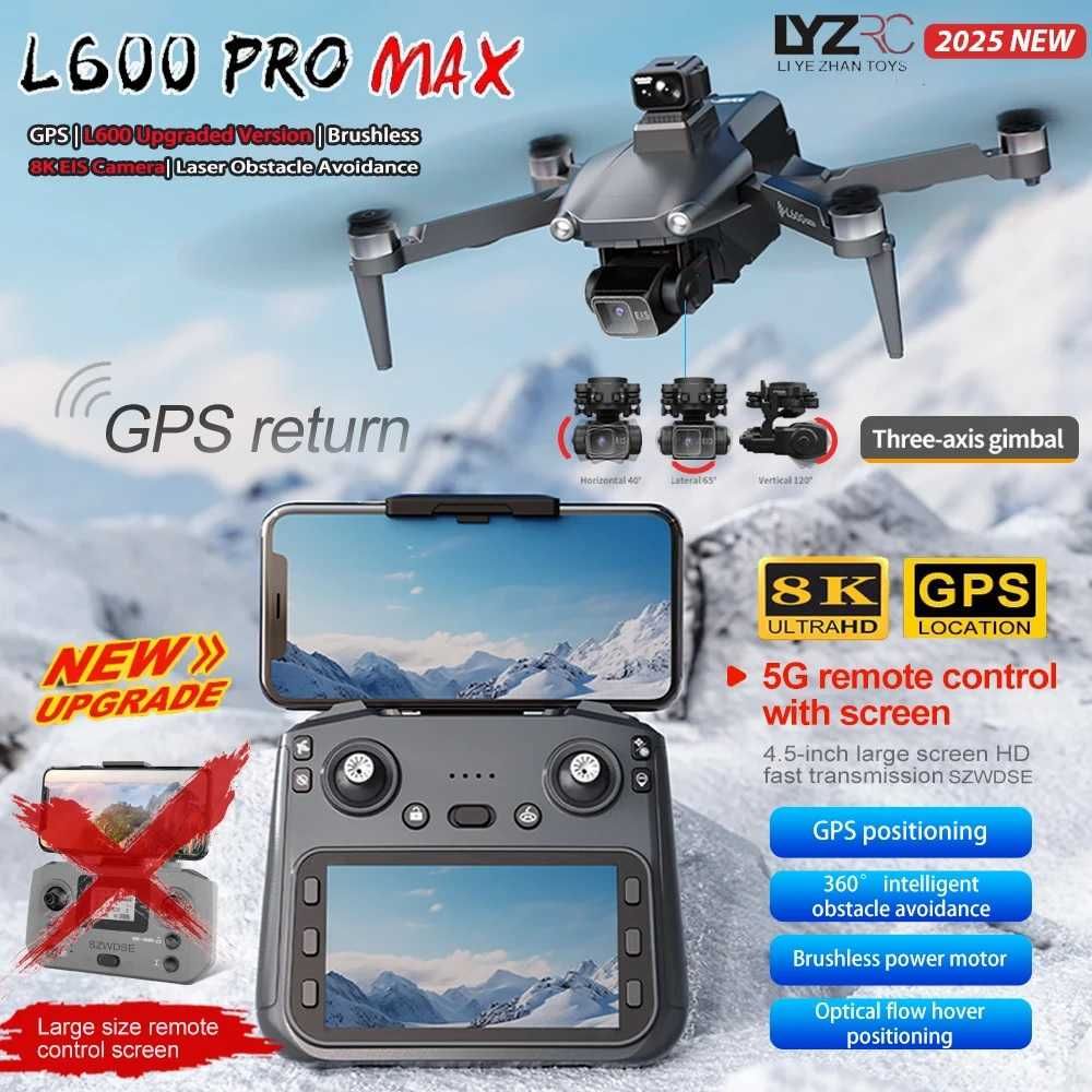 Dron L600-1 PRO MAX 3-Axis Gimbal GPS WiFi LCD SD w pilocie.