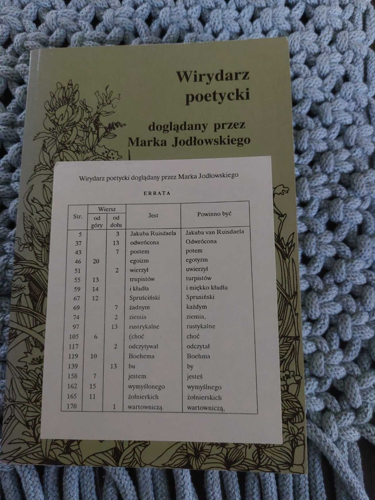 Książka "Wirydarz poetycki doglądany przez Marka Jodłowskiego"; 1993