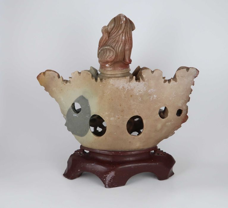 Incensário cães foo - Grande escultura em pedra sabão - China