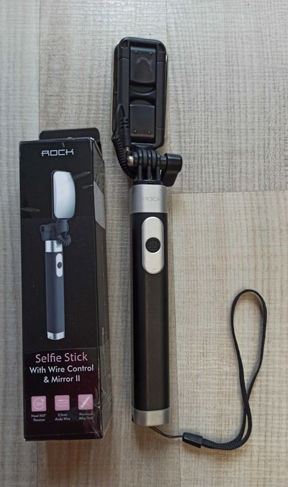 Палиця для селфі ROCK Selfie Stick з дзеркалом Black (ROT0769)
