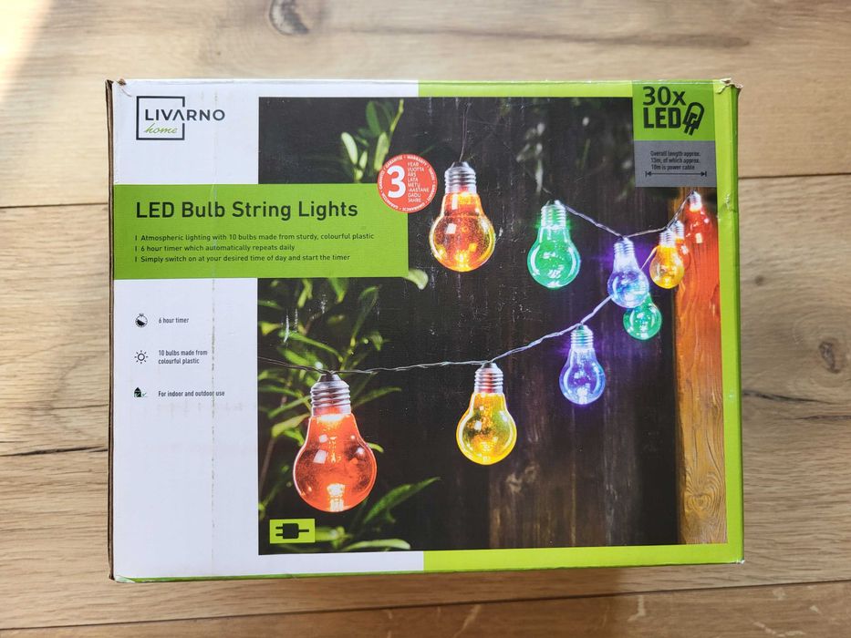 Łańcuch świetlny LED - kolorowy - 10 lampek - używany