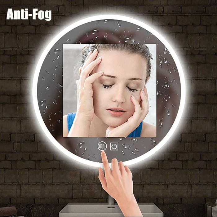 Okrągłe Lustro Łazienkowe z Podświetleniem LED Dotykowe 60 cm Anti Fog