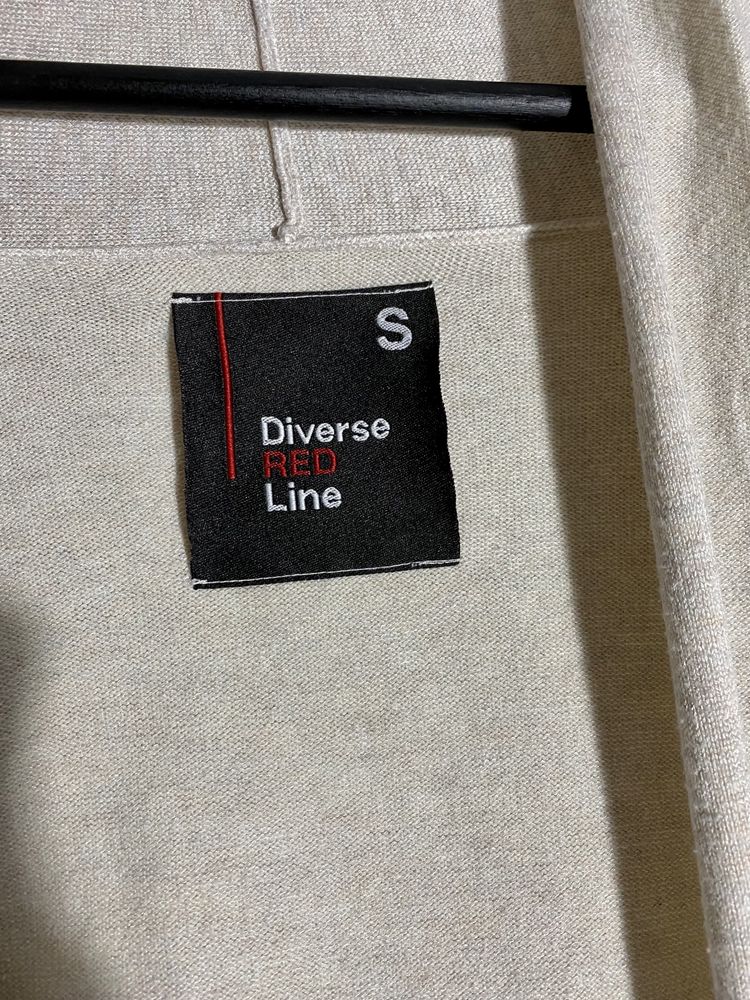Damski Kardigan Diverse, kremowy, długi, sweter, S,