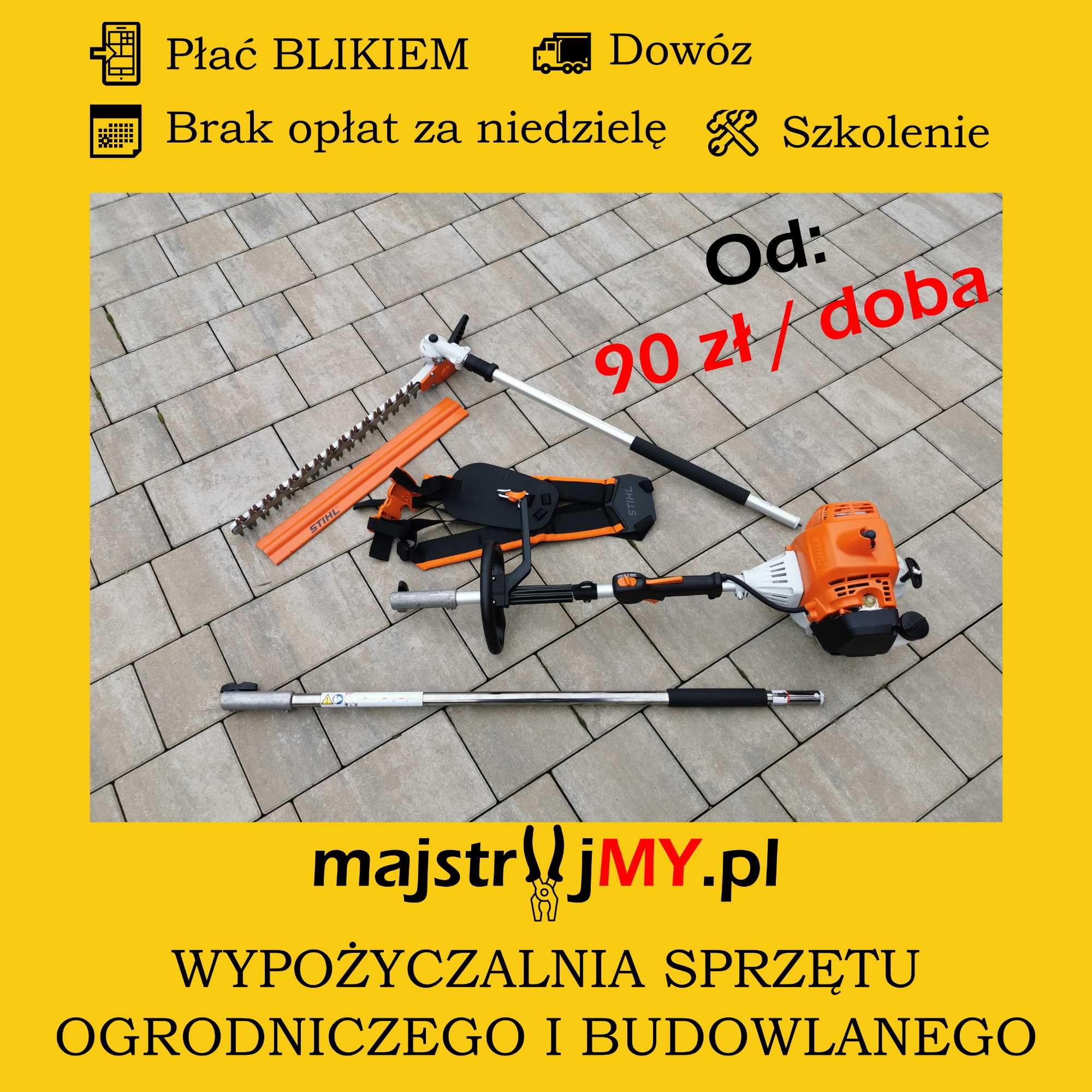 Nożyce do żywopłotu 145° Stihl 2,1KM na wysięgniku do 4m wynajem dowóz