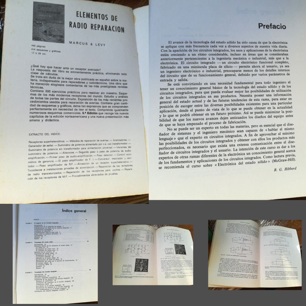 Livro antigo de circuitos integrados em Castelhano