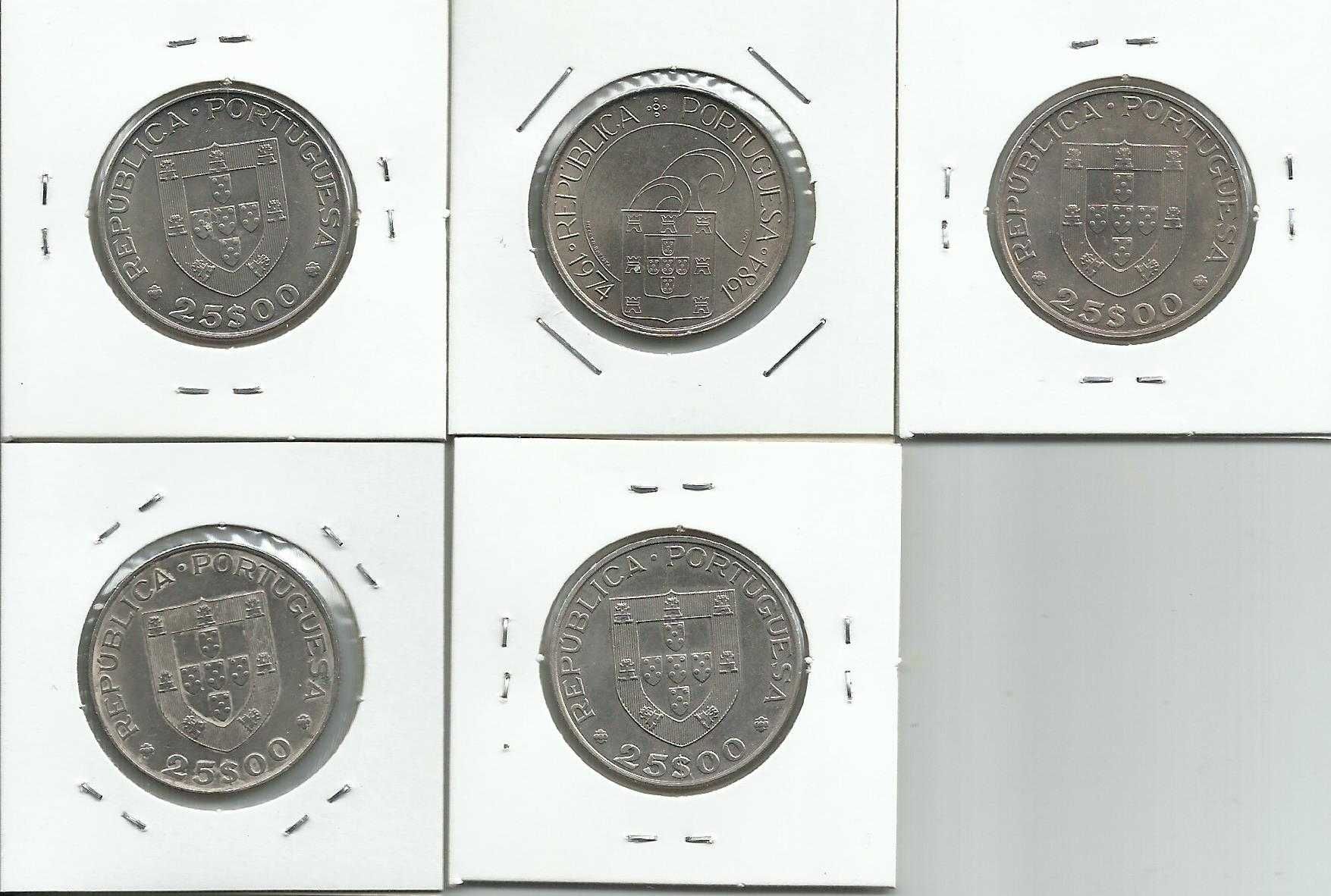 11 moedas portuguesas de 25$00 diferentes – Cupro-Níquel