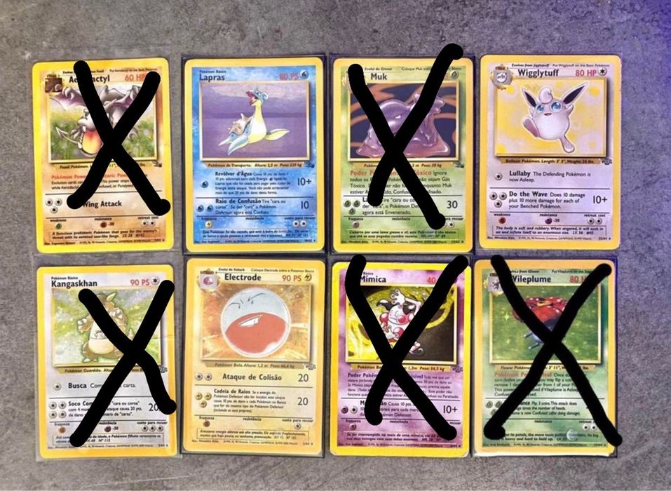 Cartas raras pokemon fossil e jungle