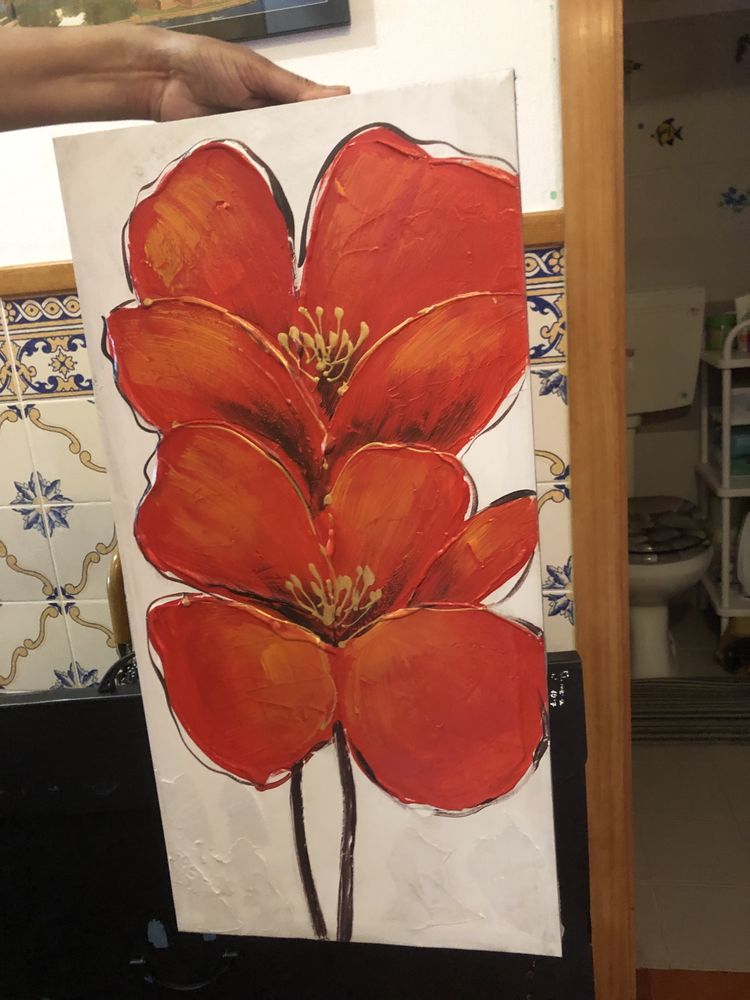 Quadro flor vermelha