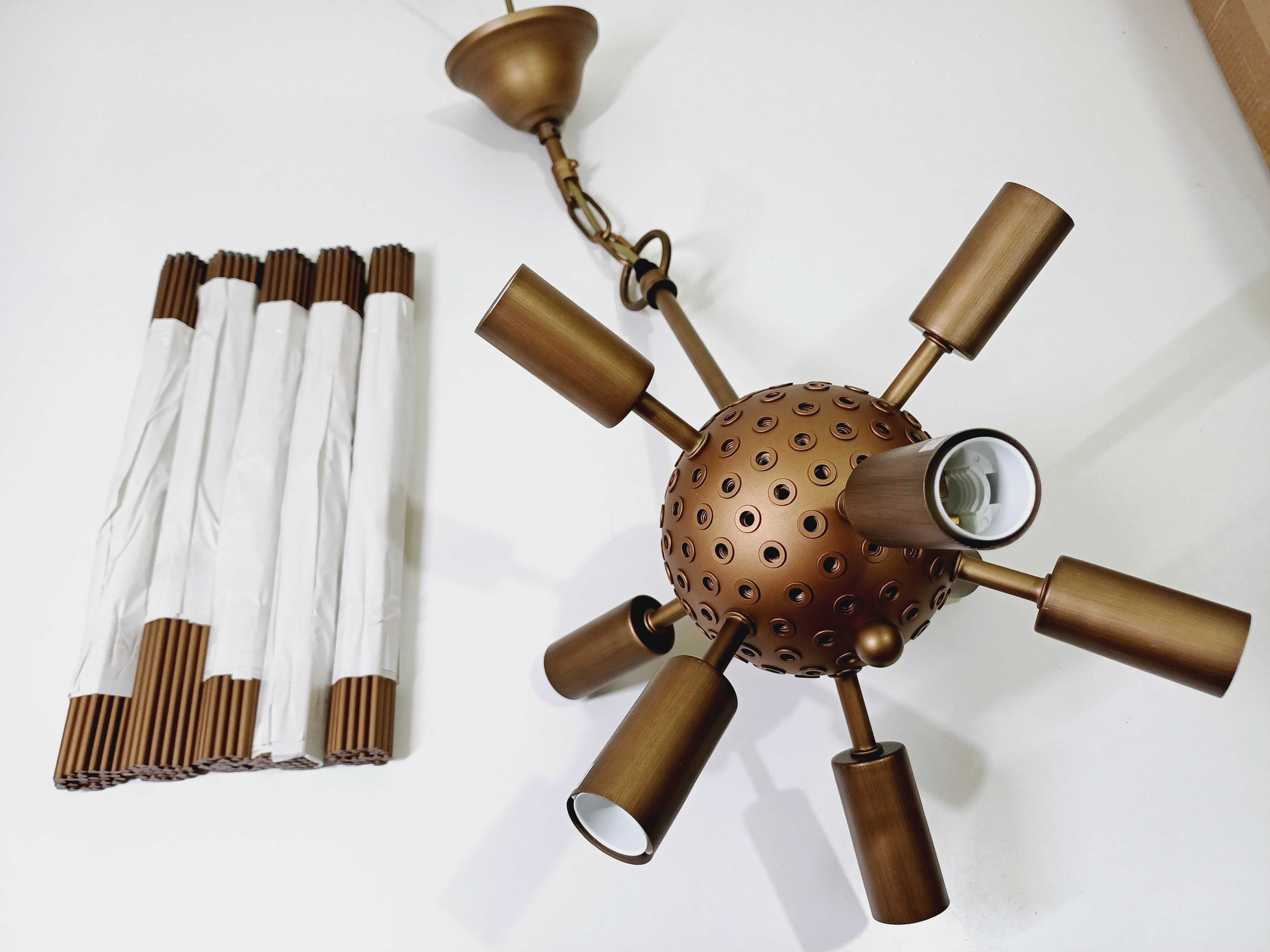 Lampa mosiężna wisząca KARE Beam Brass żyrandol dekoracyjny mosiądz