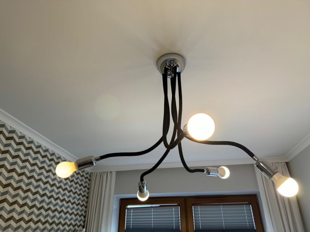 Lampa wisząca czarna z chromem