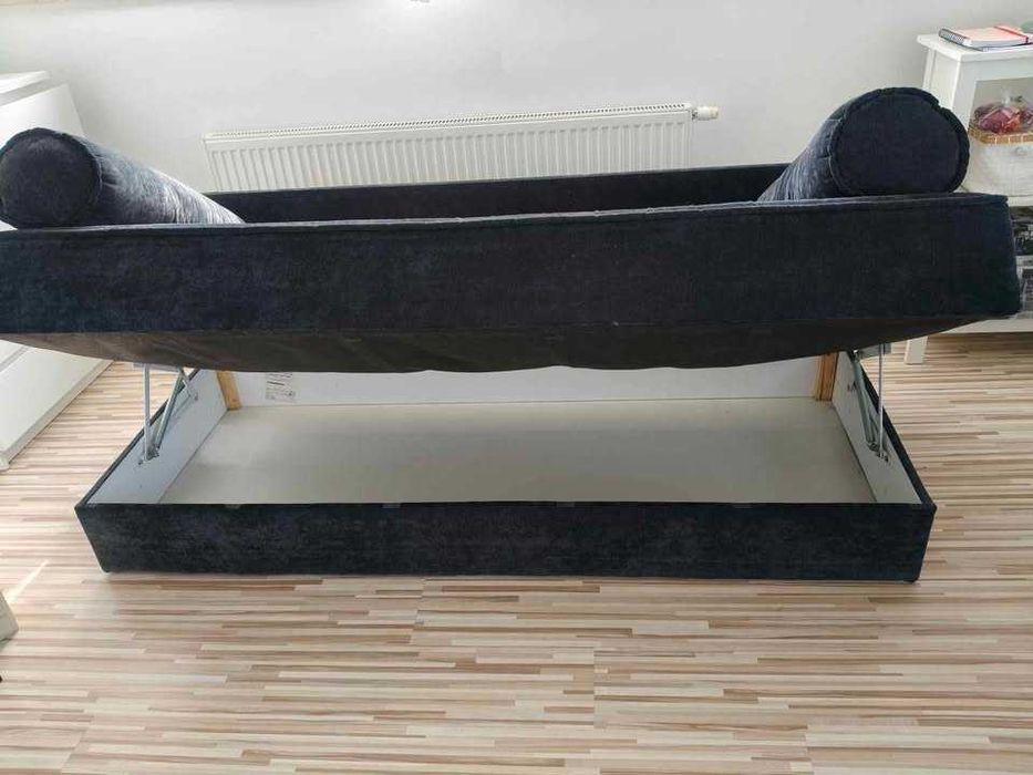 Sofa, z pojemnikiem na pościel, 90x200 cm, + PUFA!