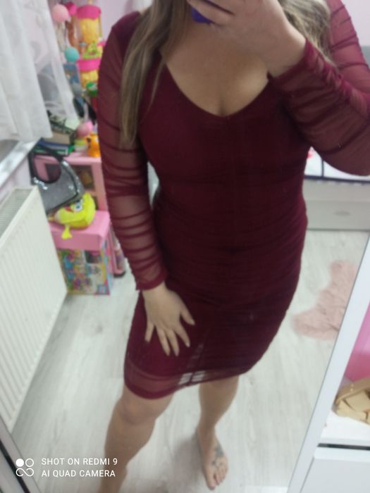 Sukienka siateczka bordo, burgund