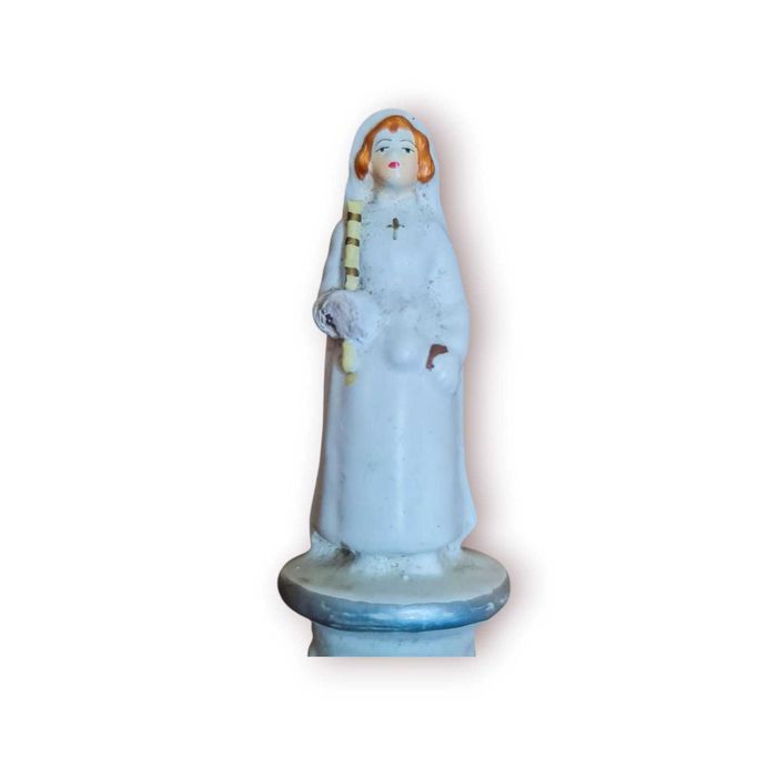 Estatueta Religiosa Porcelana Pintada à Mão–Figura de Freira / Noviças