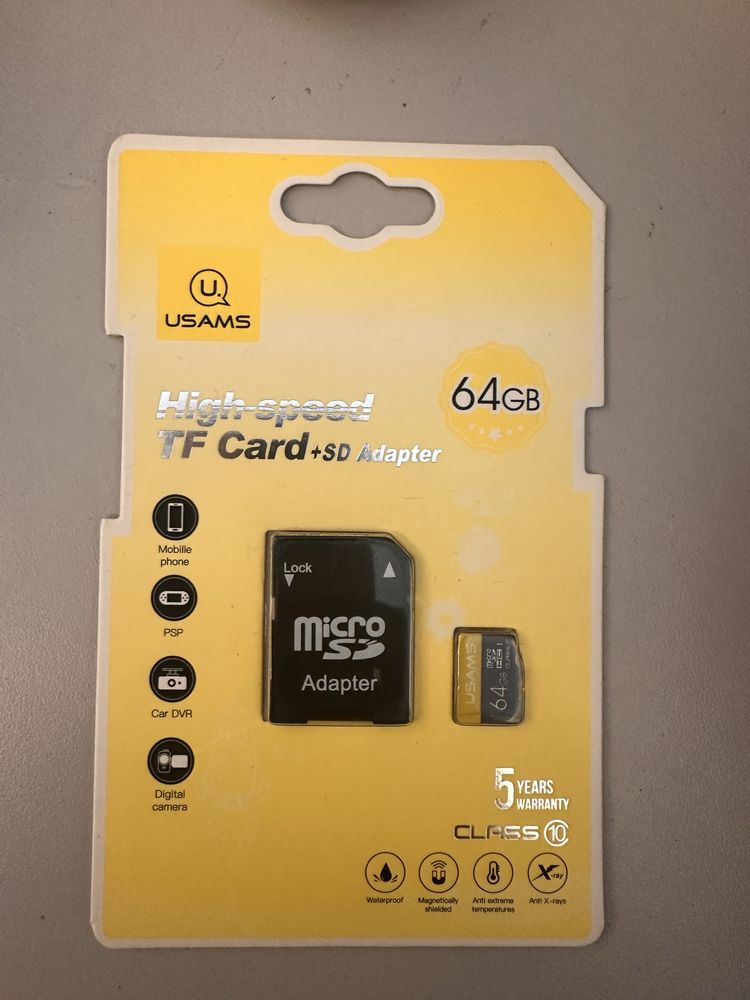 Karta pamięci 64GB USAMS 10C + adapter