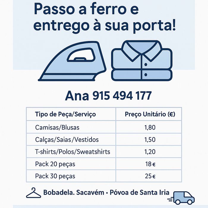 Passo a ferro com recolha e entrega