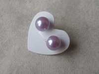 Srebrne kolczyki fioletowe perełki 8 mm z perełkami Srebro 925 0,8 g