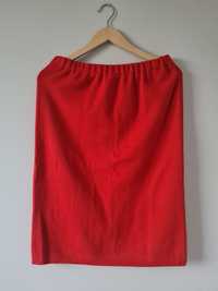 Czerwona spódnica damska ołówkowa dzianinowa rozcięcie na codzień M  n