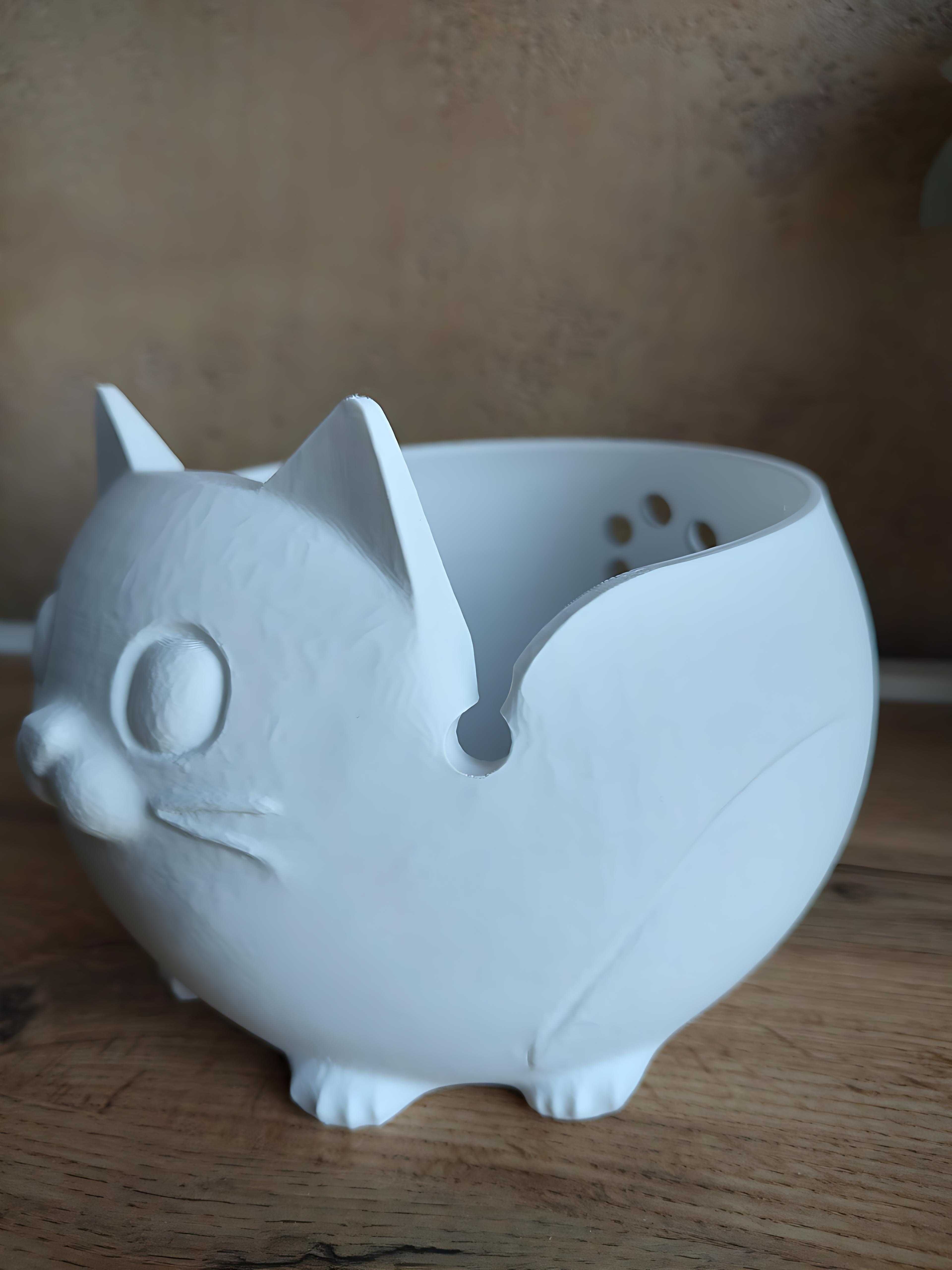 Taça para Fios Gatinho 3D | Organizador Lã Croché Tricô Fofo