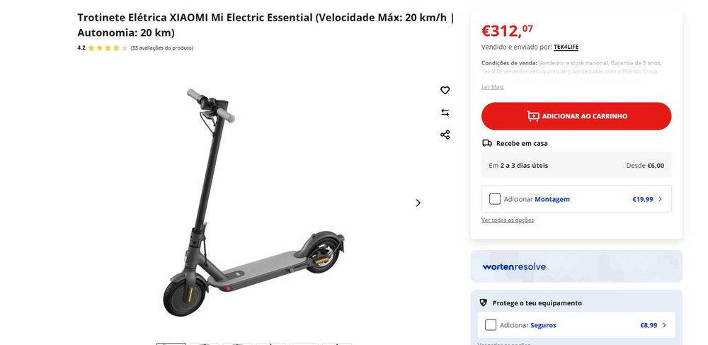 Trotinete Elétrica Xiaomi Essencial – Bateria 100%, Estado Geral Ótimo