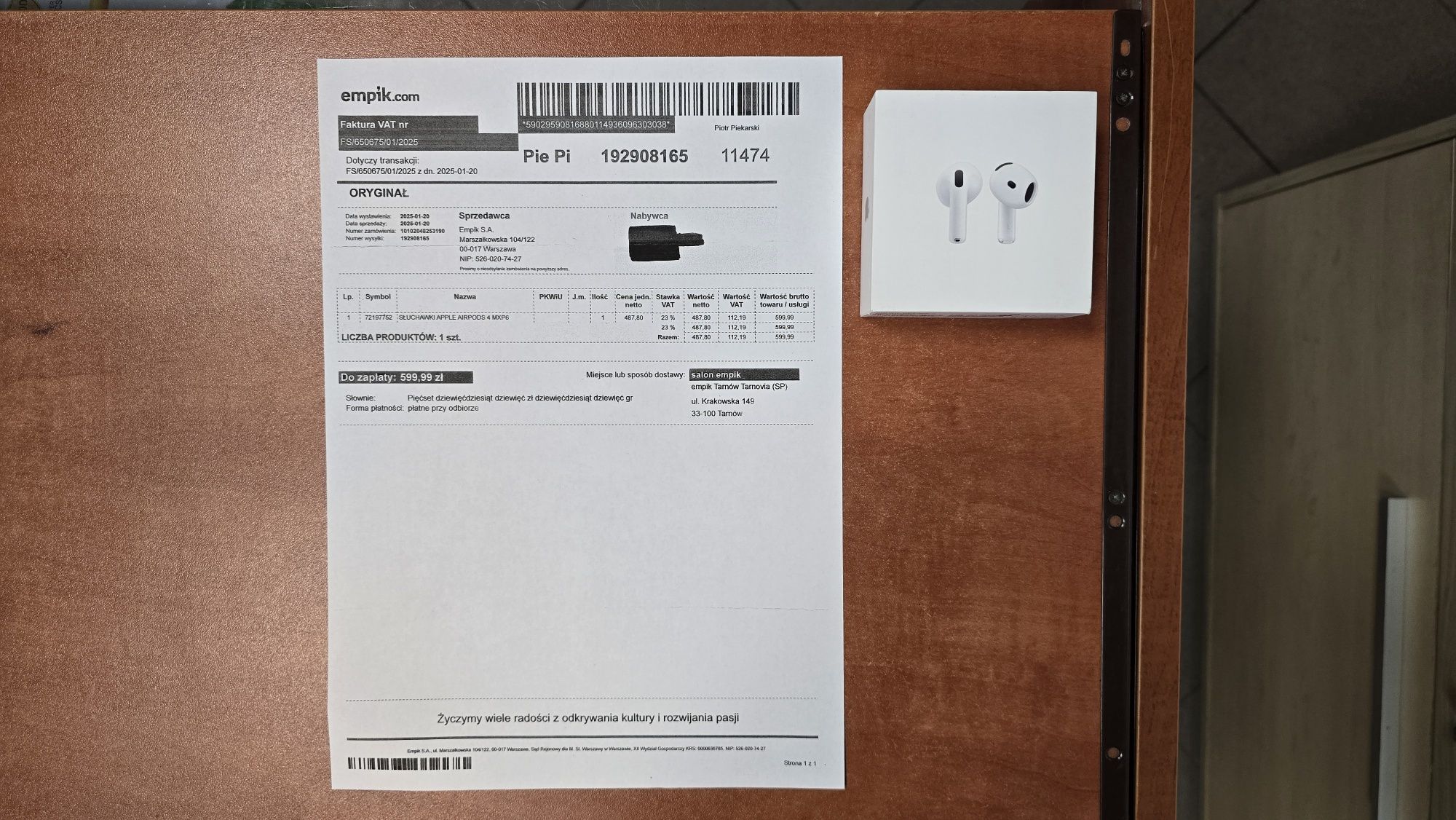 NOWE słuchawki Apple AirPods 4 białe, Bluetooth, gwarancja