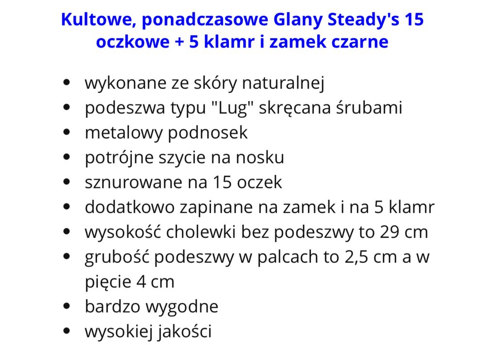 Glany Steady's 15 dziurek + 5 klamr + zamek