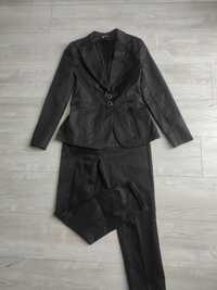 Czarny elegancki żakiet komplet garnitur damski marynarka i spodnie